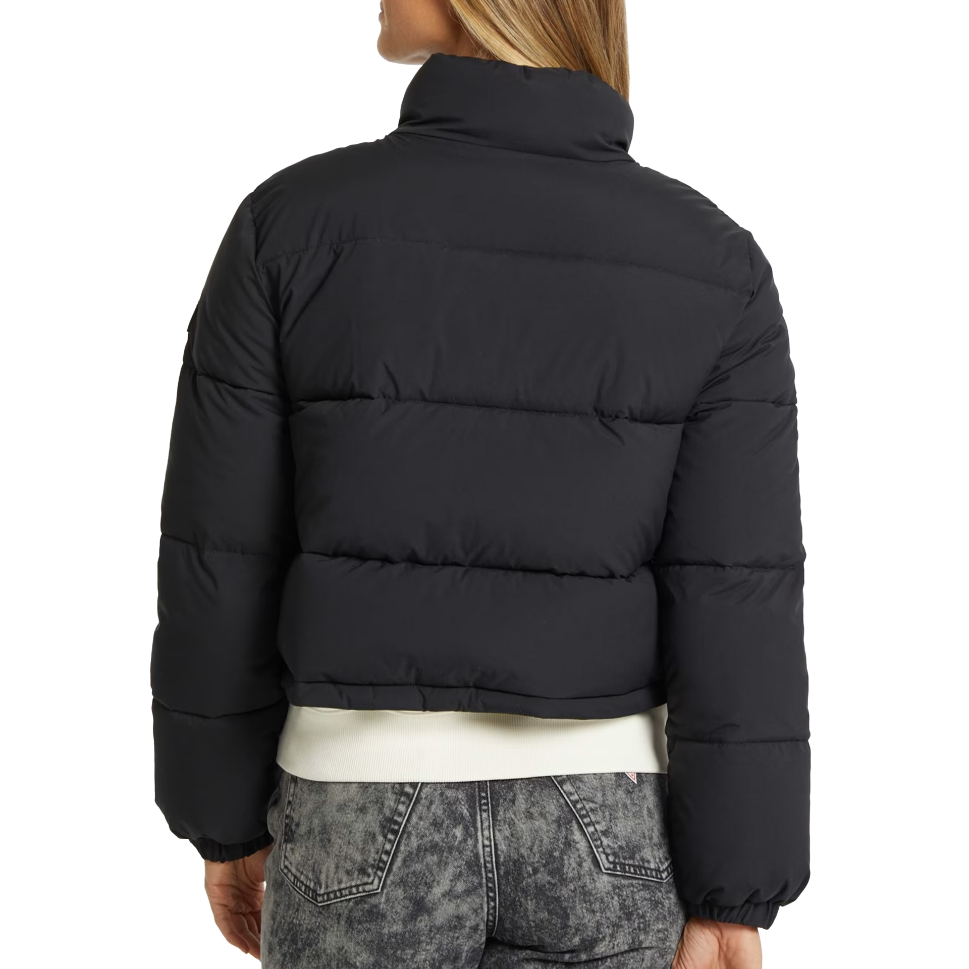 Guess Casaco Cropped Puffer Jet Black A996