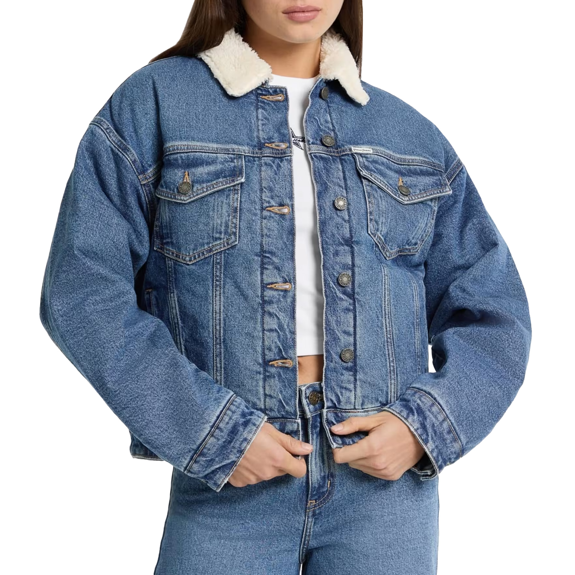 Guess Casaco Oversize Teddy Gj Medium Wash