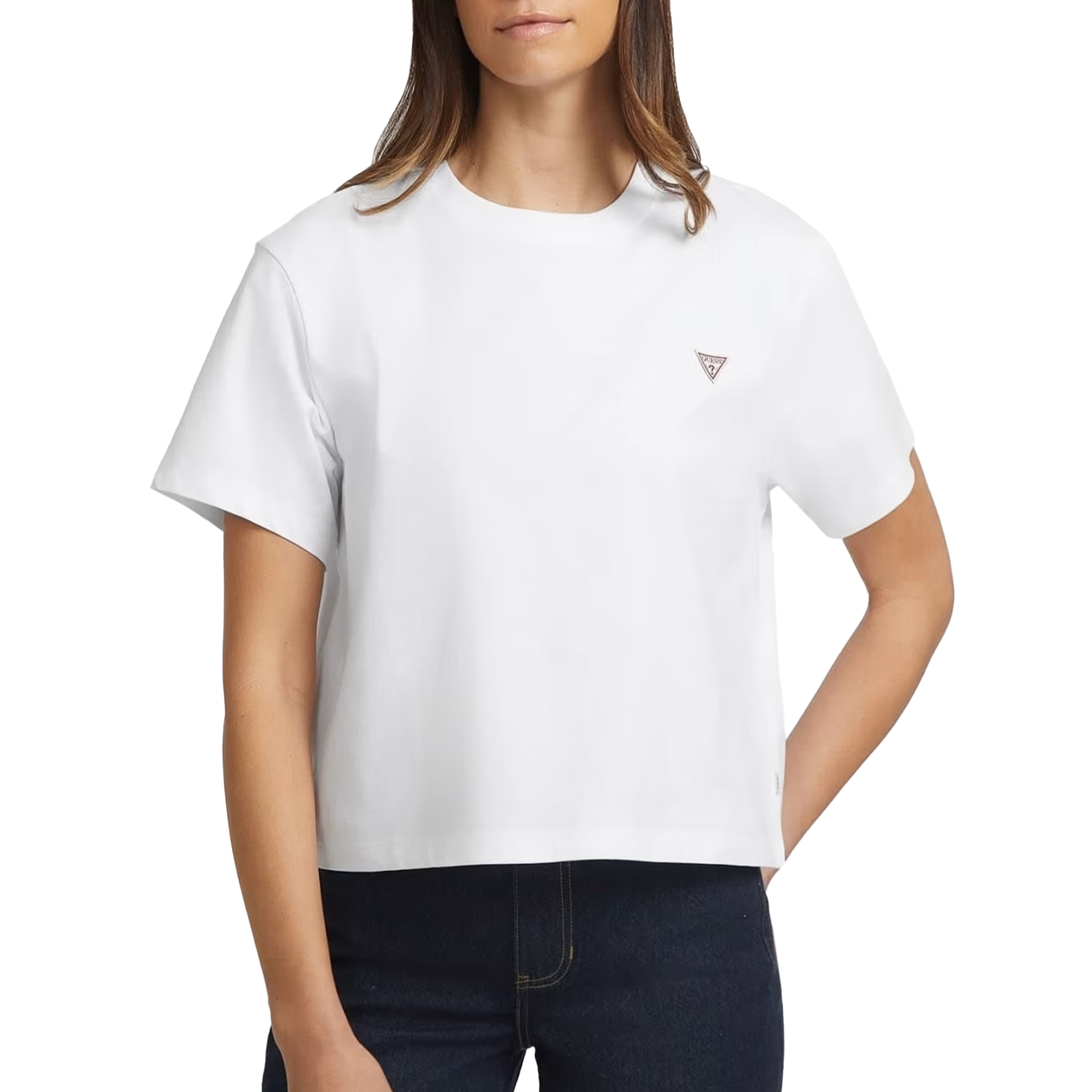 Guess T-shirt Cn Boxy Mini Triang Pure White