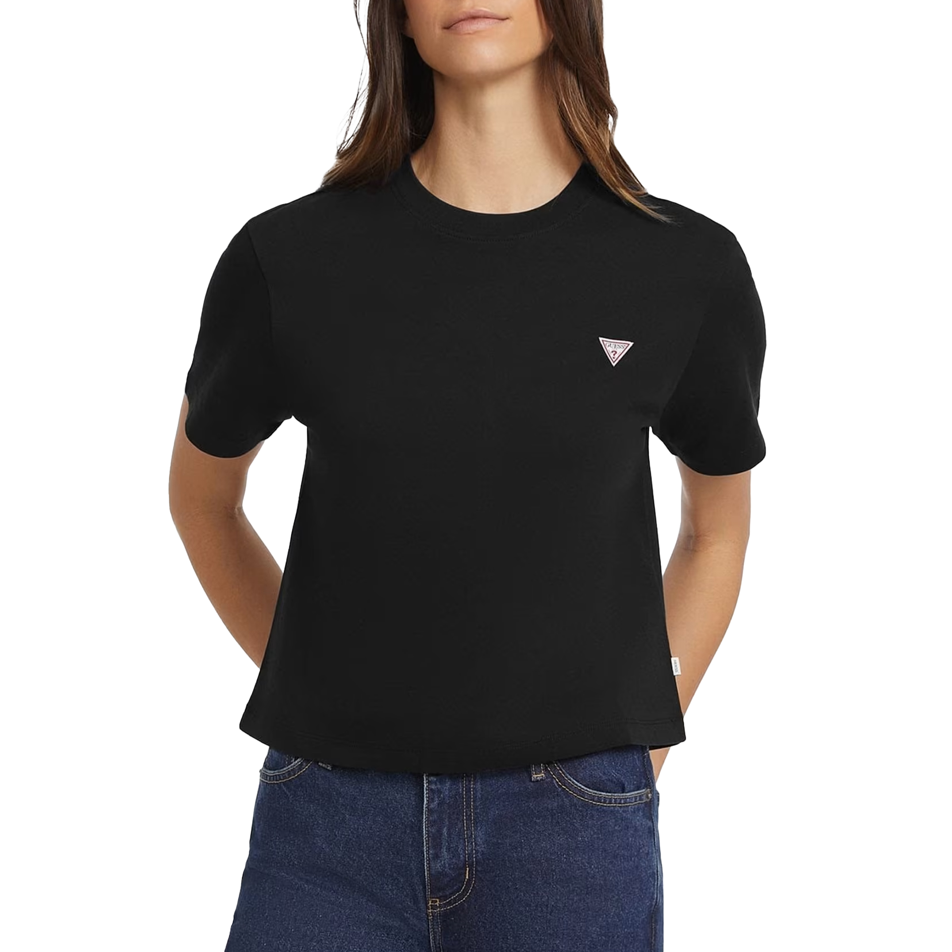 Guess T-shirt Cn Boxy Mini Triang Jet Black A996