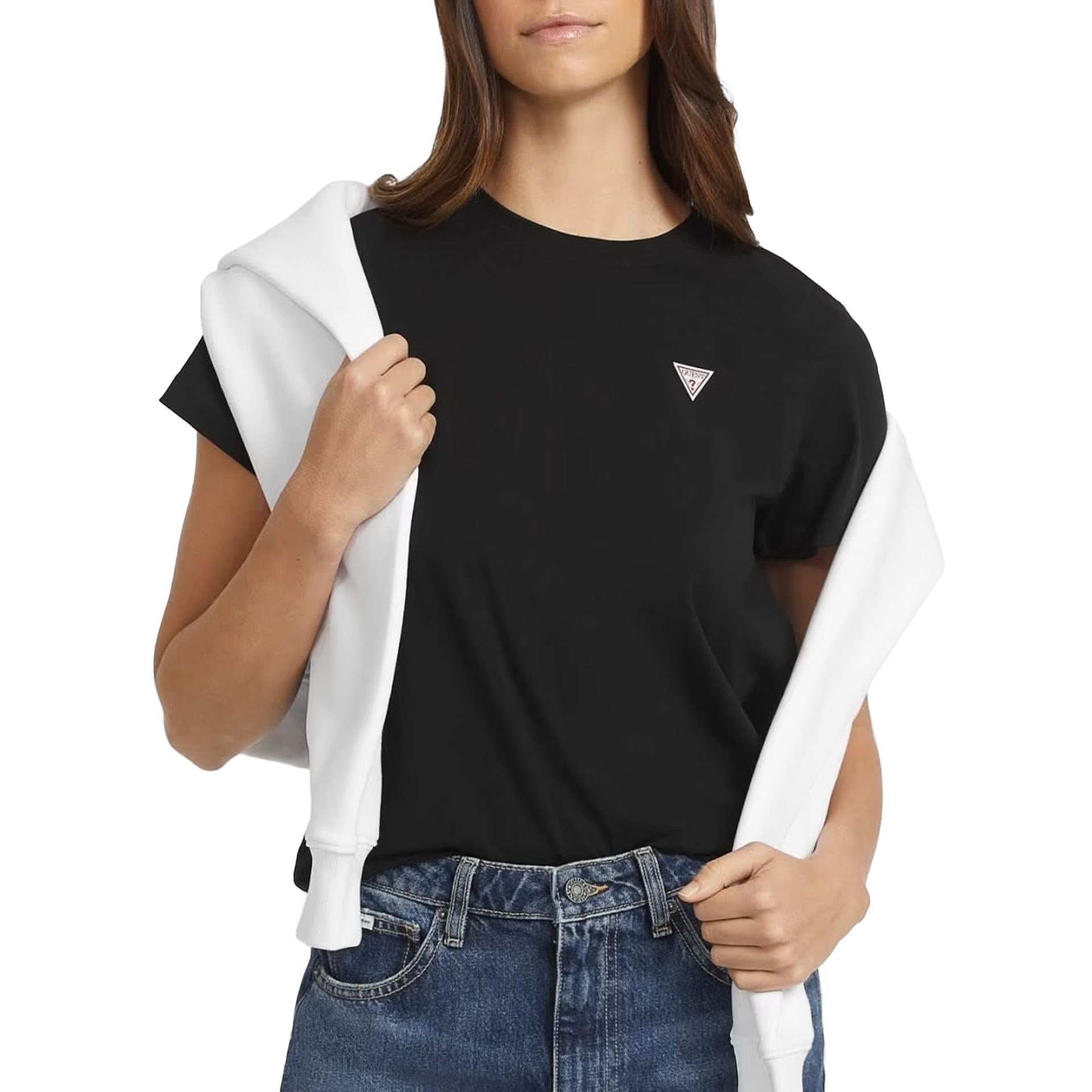 Guess T-shirt Cn Reg Mini Triangle Jet Black A996