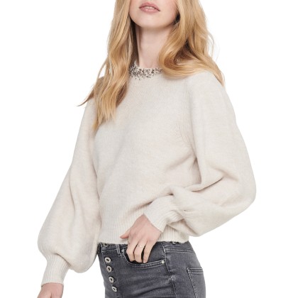 Only Camisola Elsa Knt Pumice Stone W. White Melange