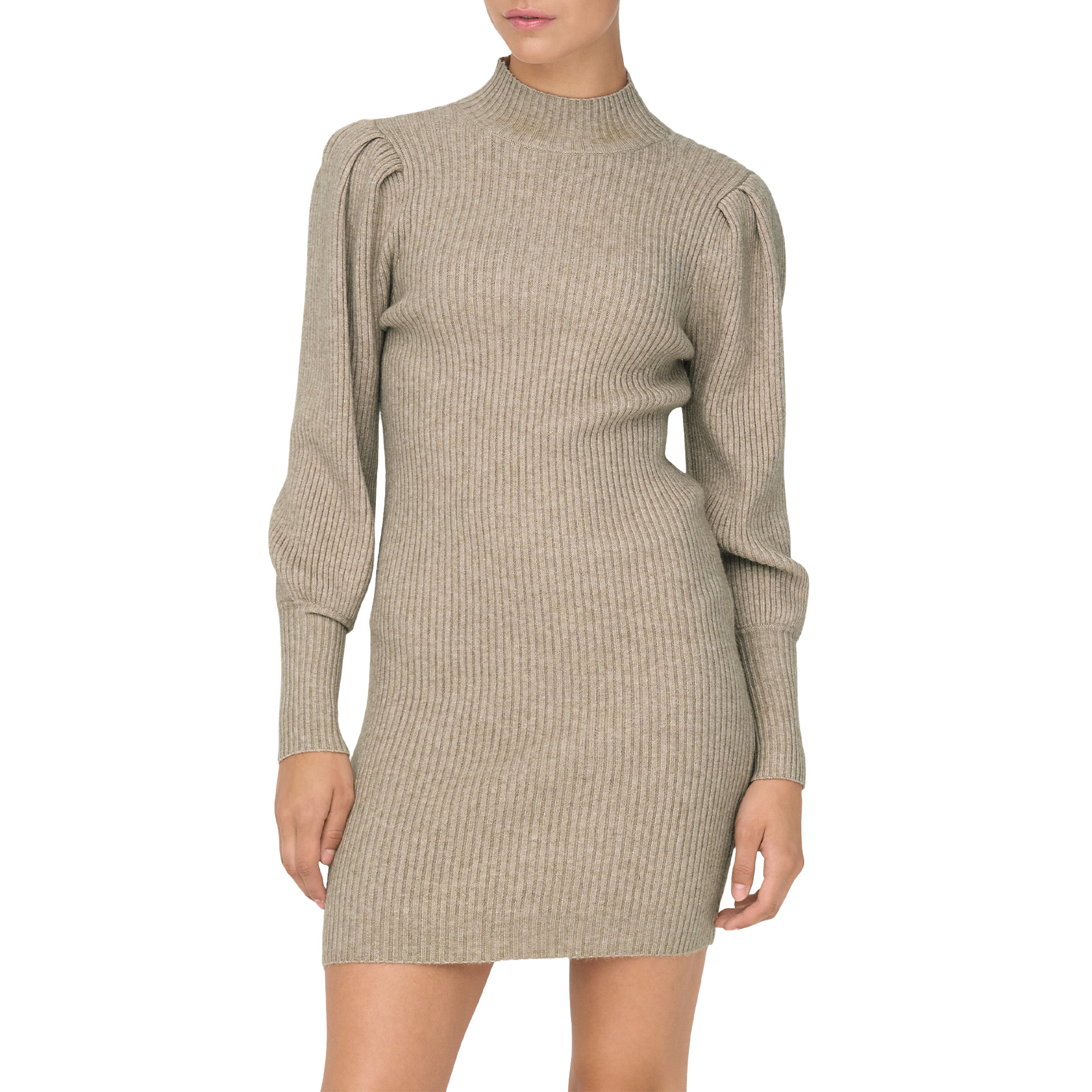 Only Camisola Katia L/S Highneck Knt White Melange