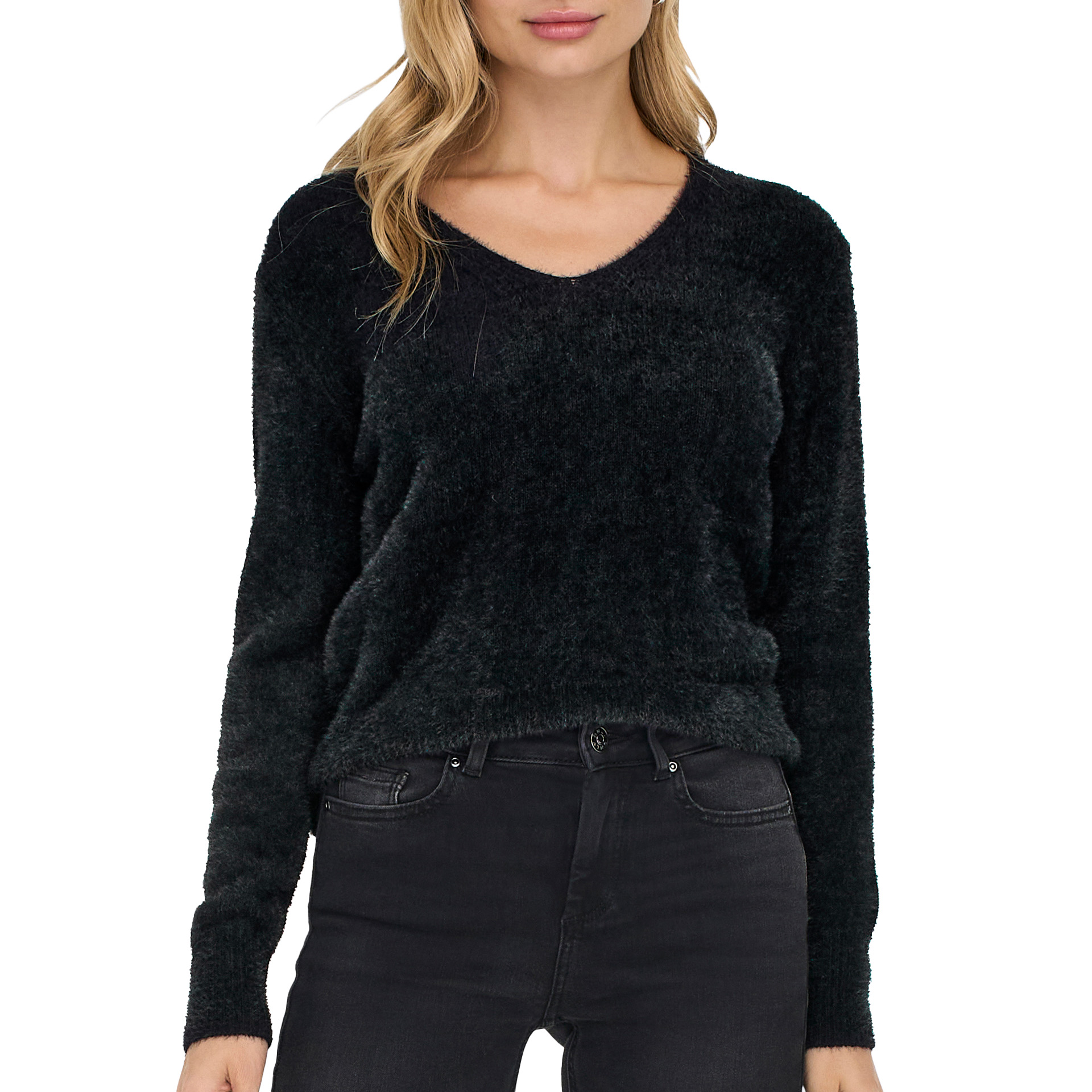 Only Camisola Ella Piumo V-Neck Knt Black