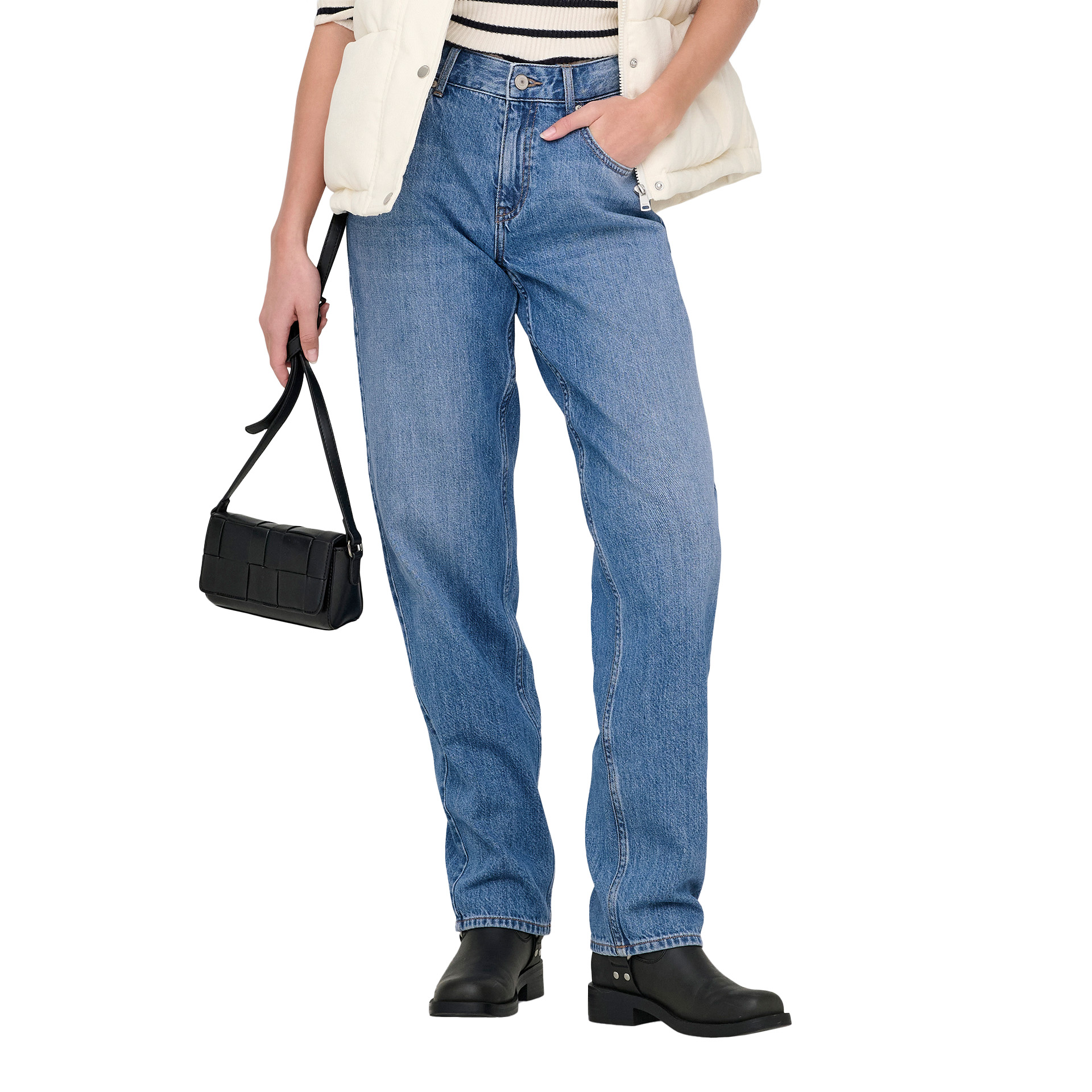 Only Onllumi Mw Mom Straight Dnm Pim920 Noos Medium Blue Denim