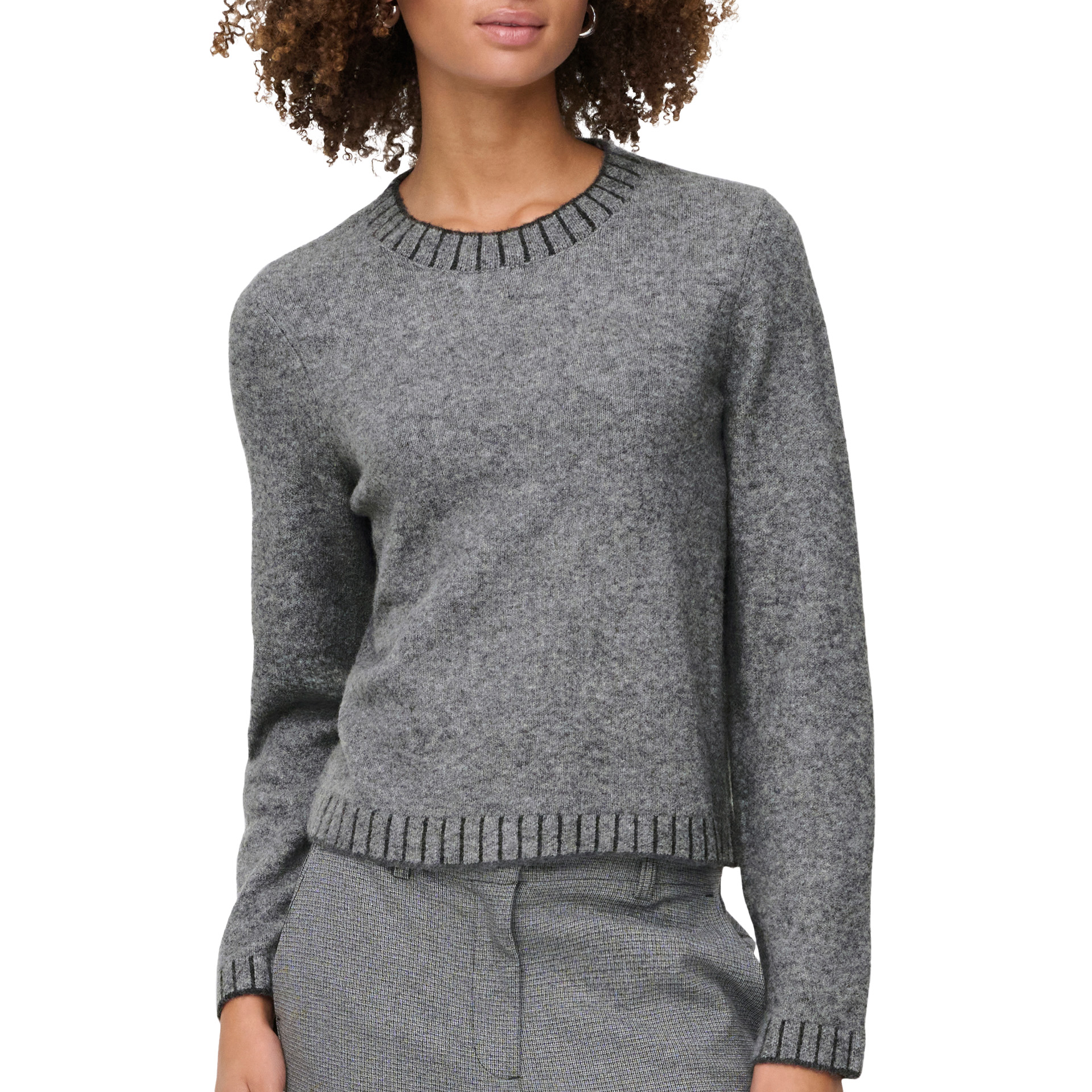 Only Camisola Fina Stitch O-Neck Knt Medium Grey M