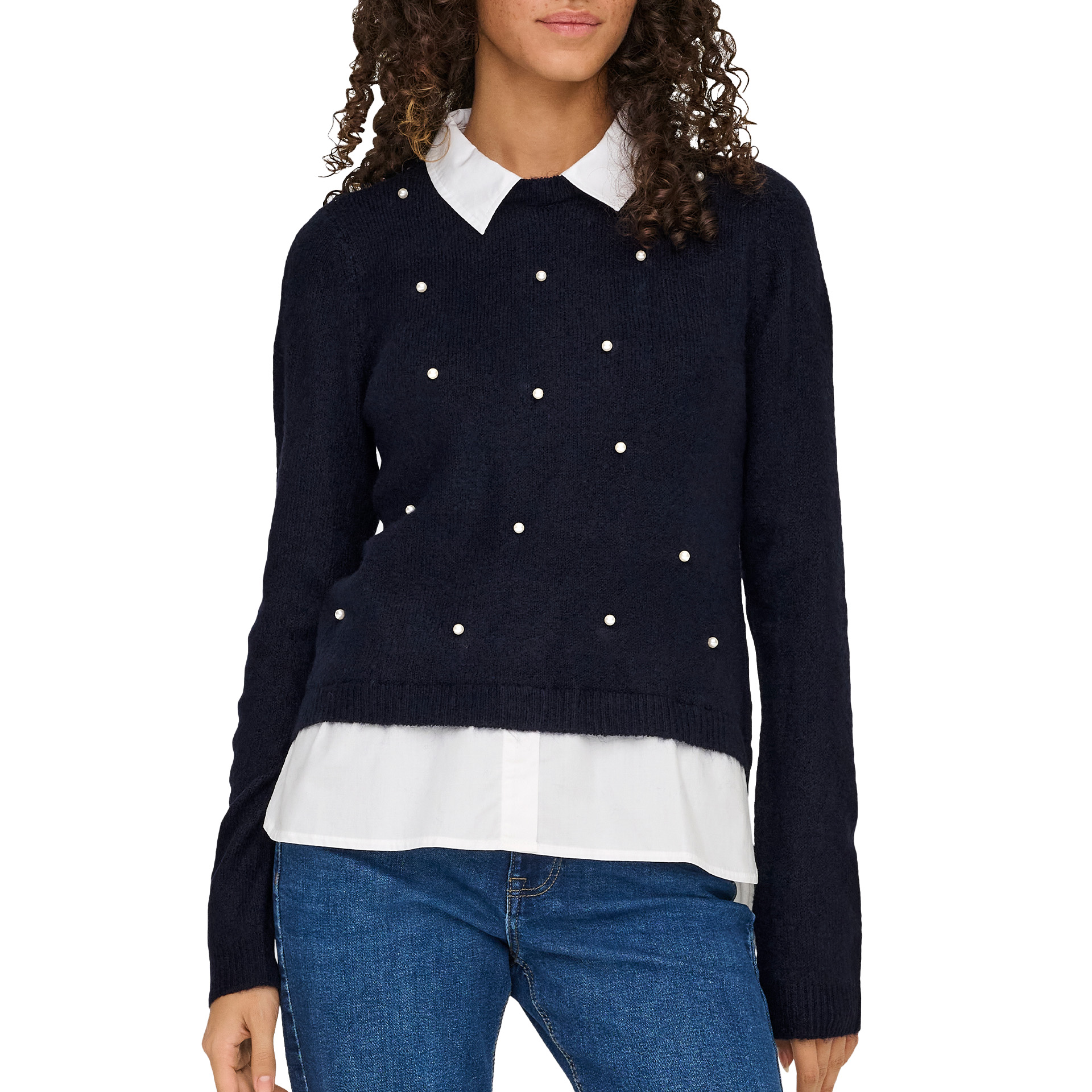 Only Camisola Dolly Woven Mix Pearl Pull Knt Night