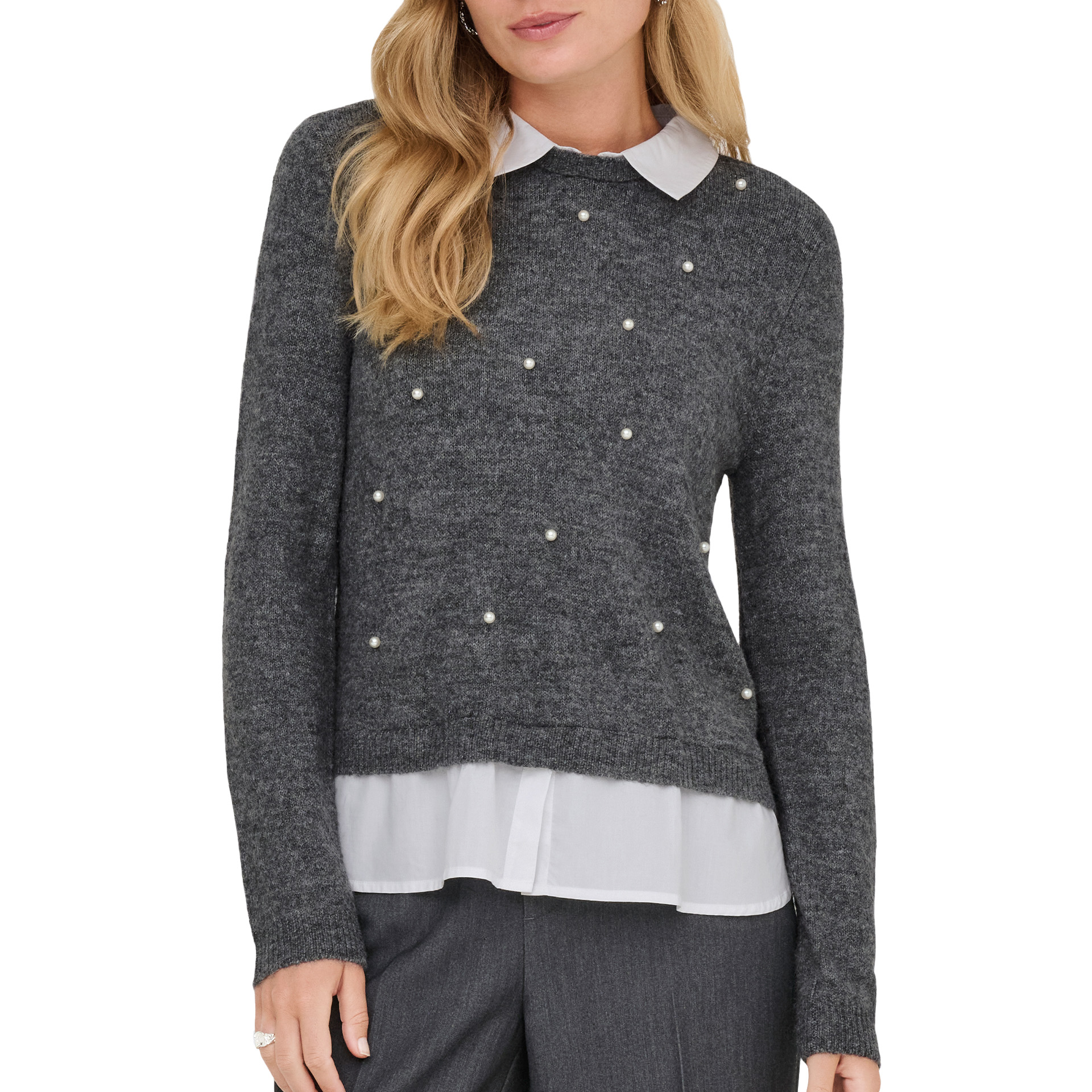 Only Camisola Dolly Woven Mix Pearl Pull Knt Mediu