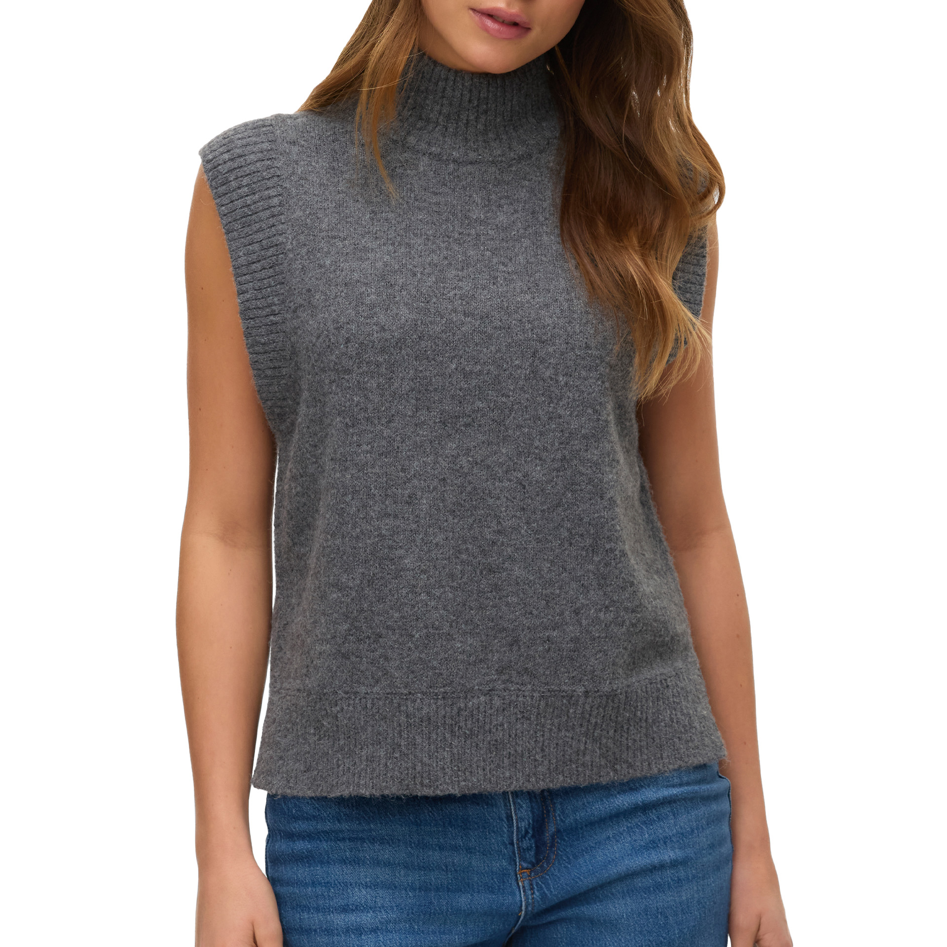 Vero Moda Camisola Vmwow Sl Vest Medium Grey Melange