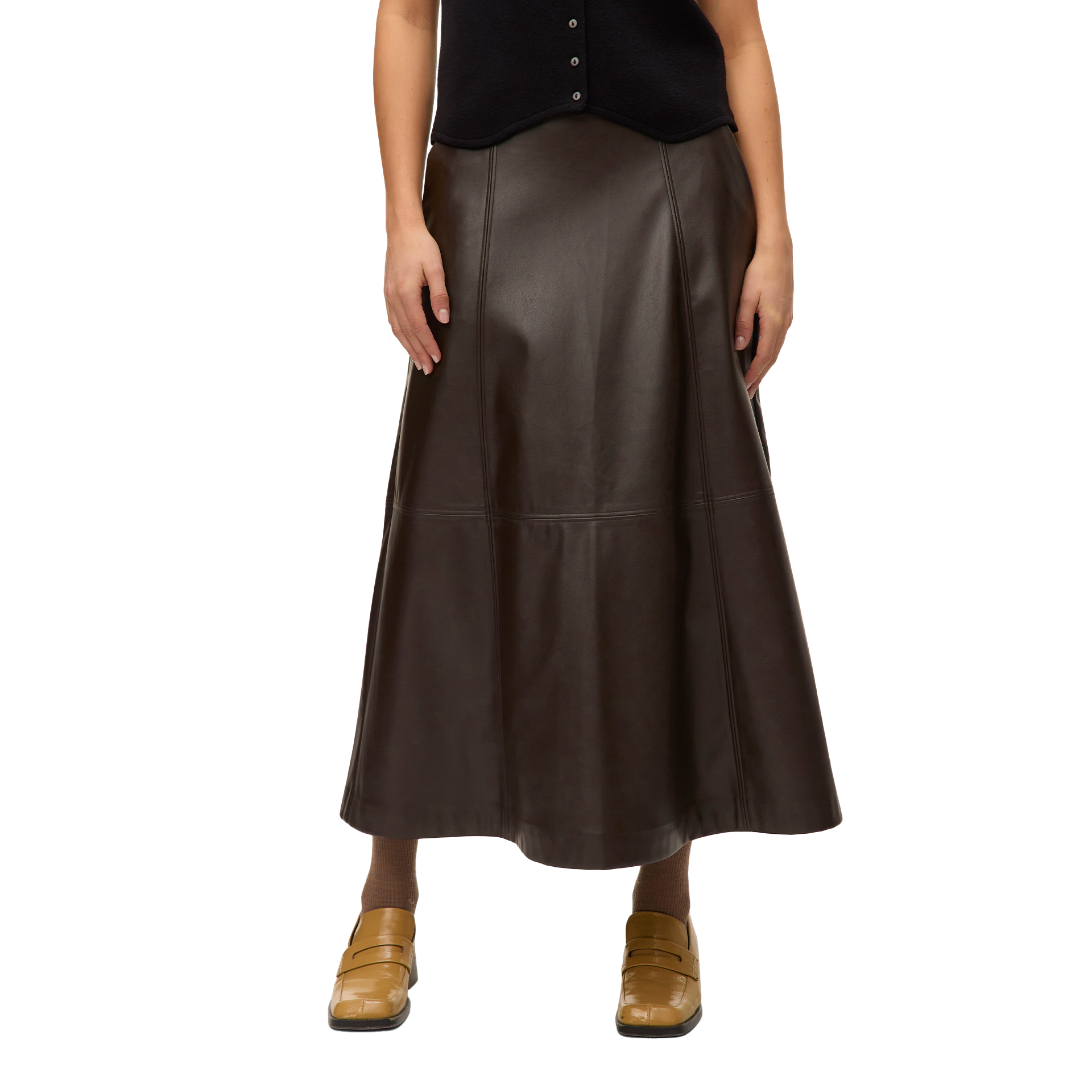 Vero Moda Saia Olive Hw Coated Prm Chocolate Torte