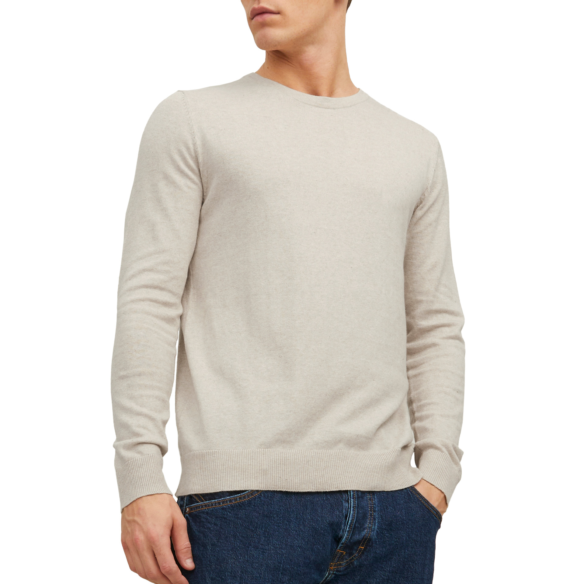Jack & Jones Camisola Jjeemil Knit Crew Neck Oatmeal Melange