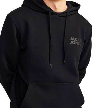 Jack & Jones Sweat Jjecorp Logo Hood Black Small Print/ Black