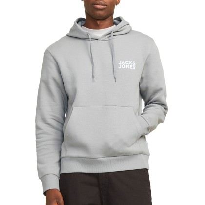 Jack & Jones Sweat Jjecorp Logo Hood Ultimate Grey Small Print