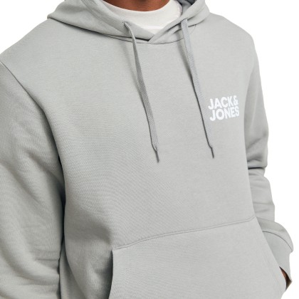 Jack & Jones Sweat Jjecorp Logo Hood Ultimate Grey Small Print