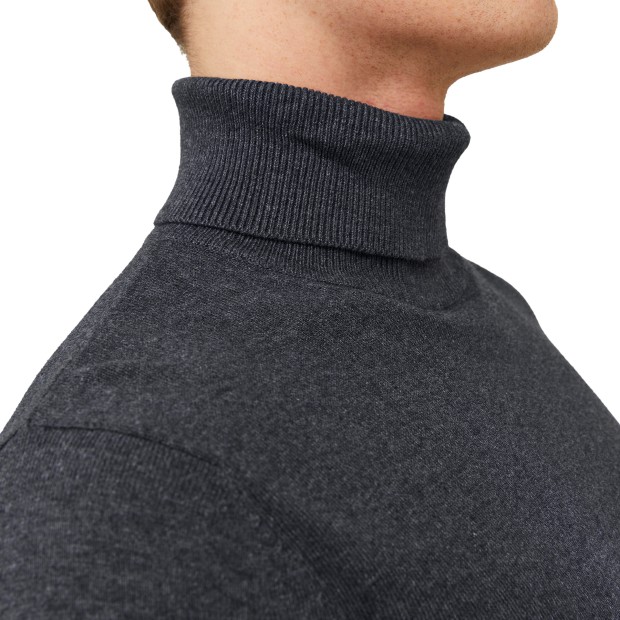 Jack & Jones Camisola Jjeemil Knit Roll Neck Dark Grey Melange