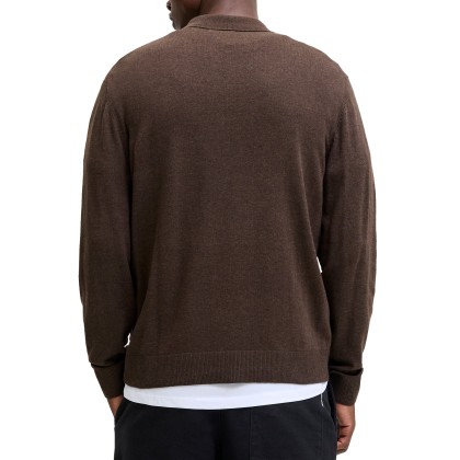 Jack & Jones Polo Jjeemil Knit Half Zip Mulch Twist