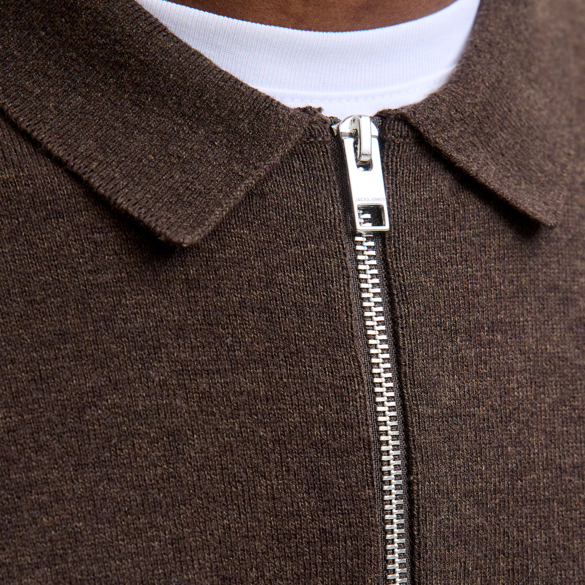 Jack & Jones Polo Jjeemil Knit Half Zip Mulch Twist