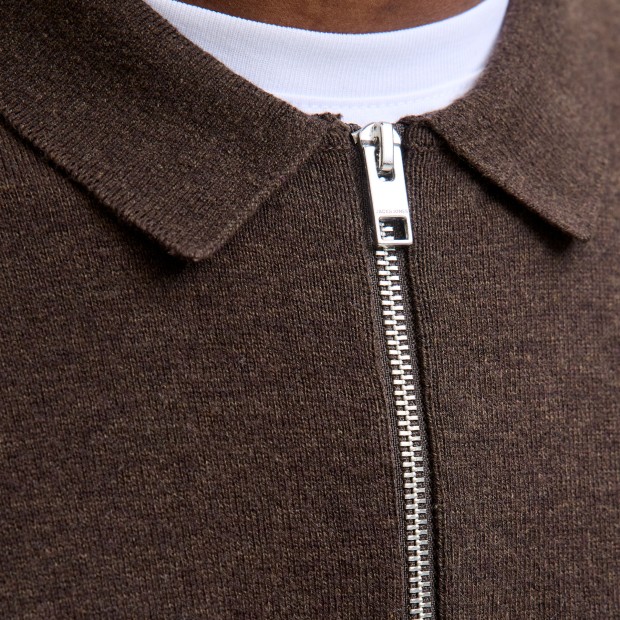 Jack & Jones Polo Jjeemil Knit Half Zip Mulch Twist