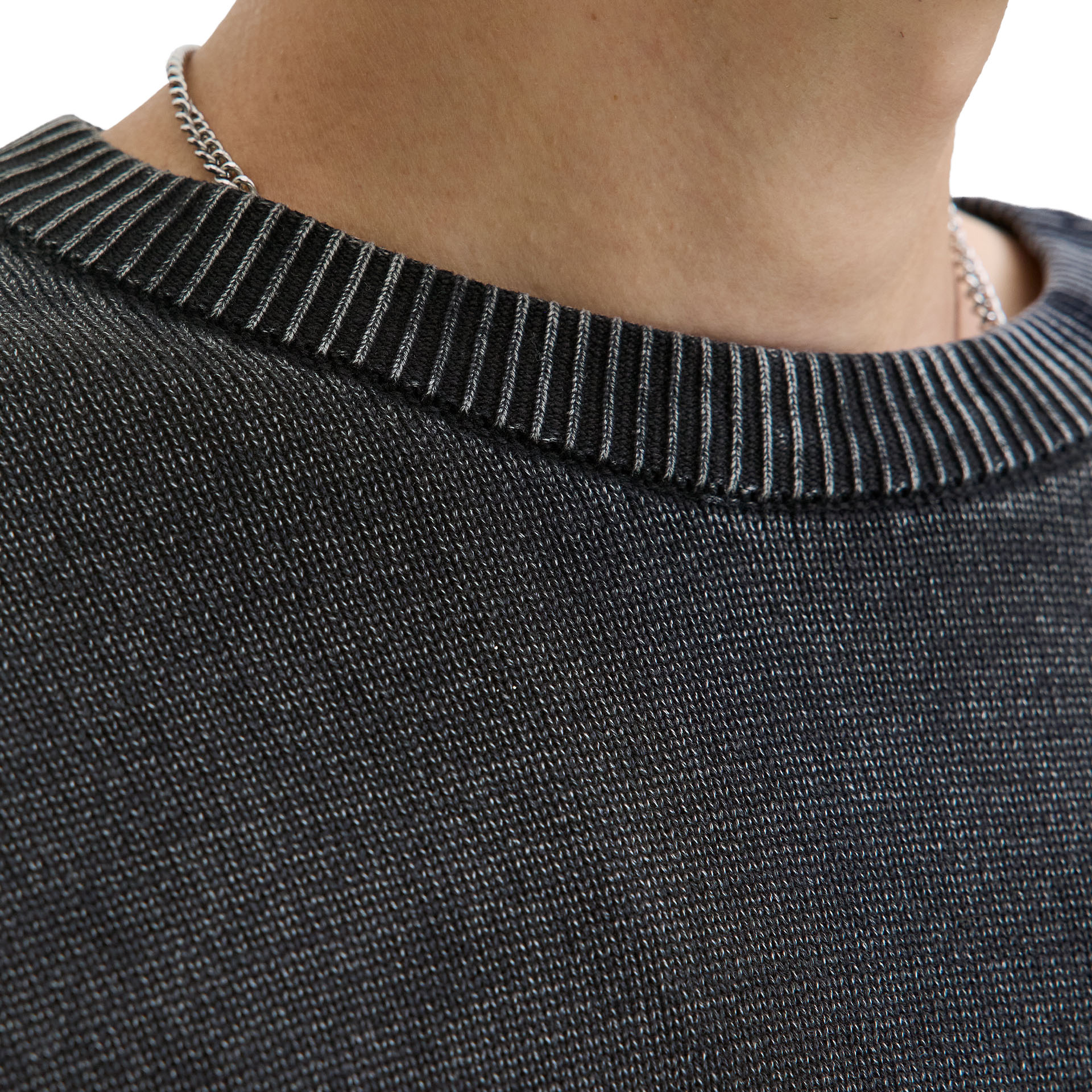 Jack & Jones Camisola Jjecharge Faded Knit Crew Neck Sn Black