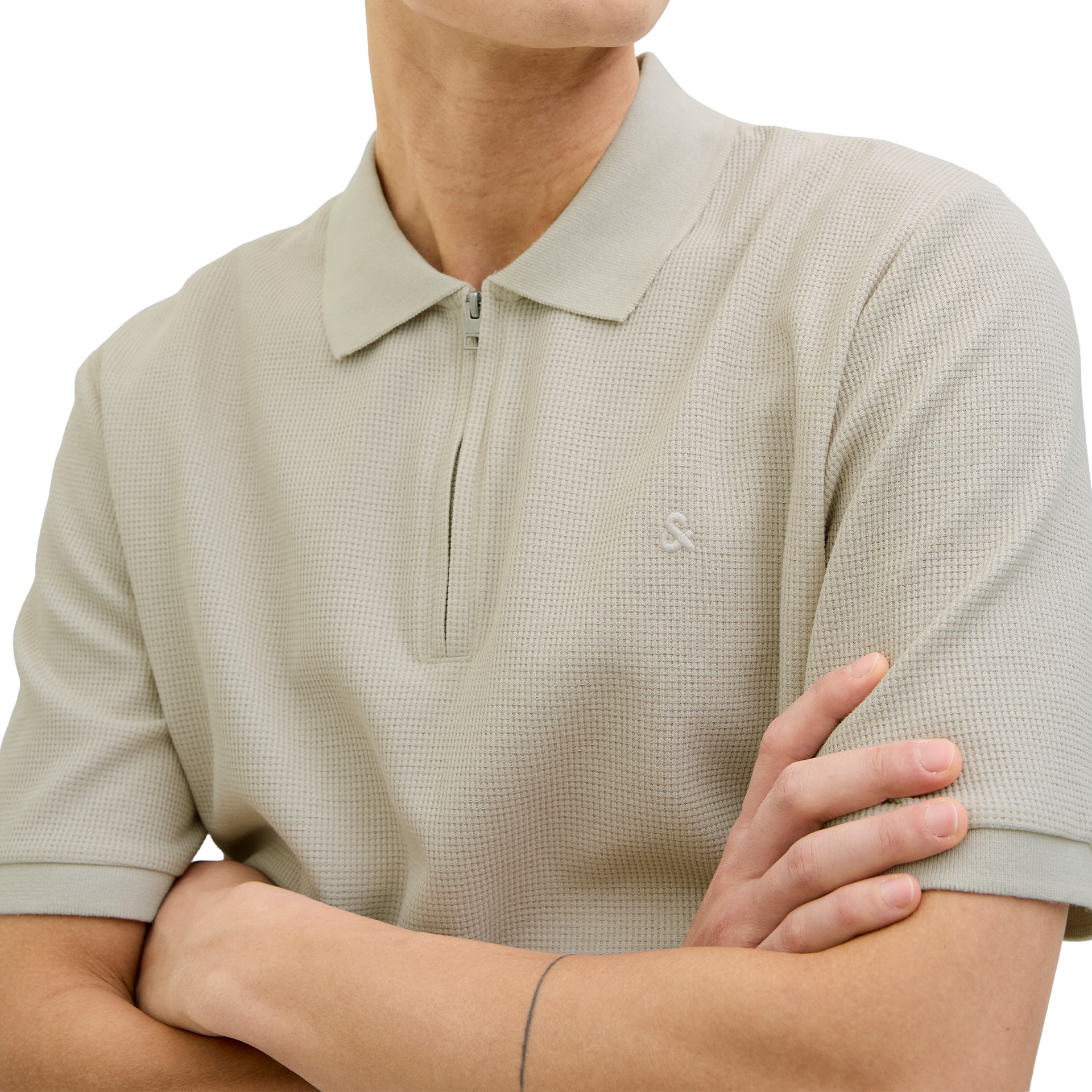 Jack & Jones Polo Jjeaustin Zip Moonbeam Classic