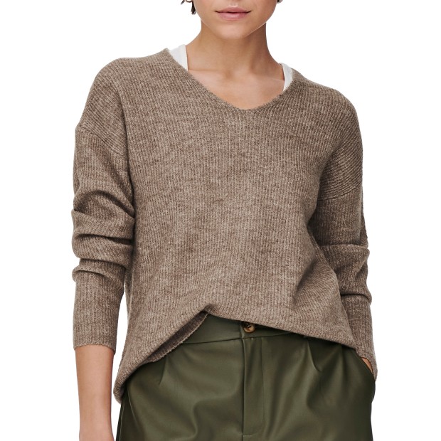 Only Camisola Camilla V-neck Caribou Melange