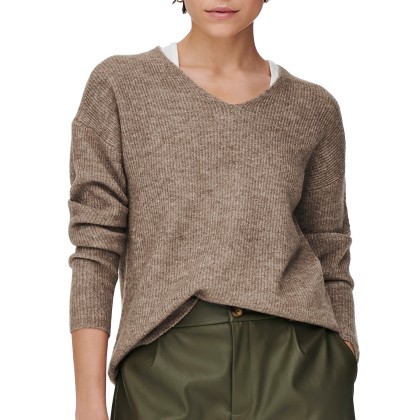 Only Camisola Camilla V-neck Caribou Melange