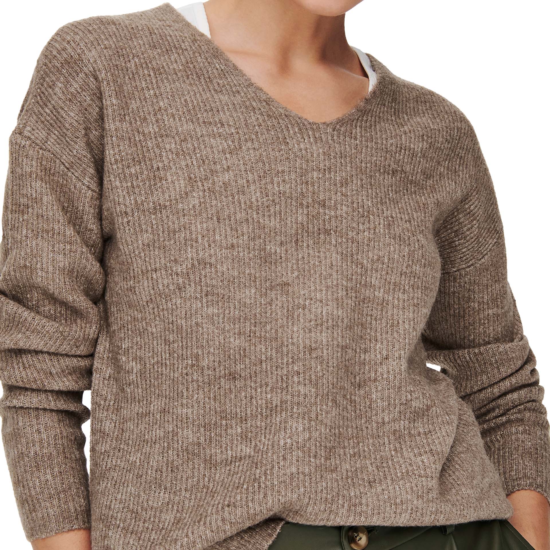 Only Camisola Camilla V-neck Caribou Melange