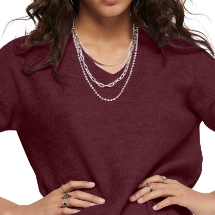 Only Camisola Camilla V-neck Port Royale Melange Only Camisola Camilla V-neck Port Royale Melange