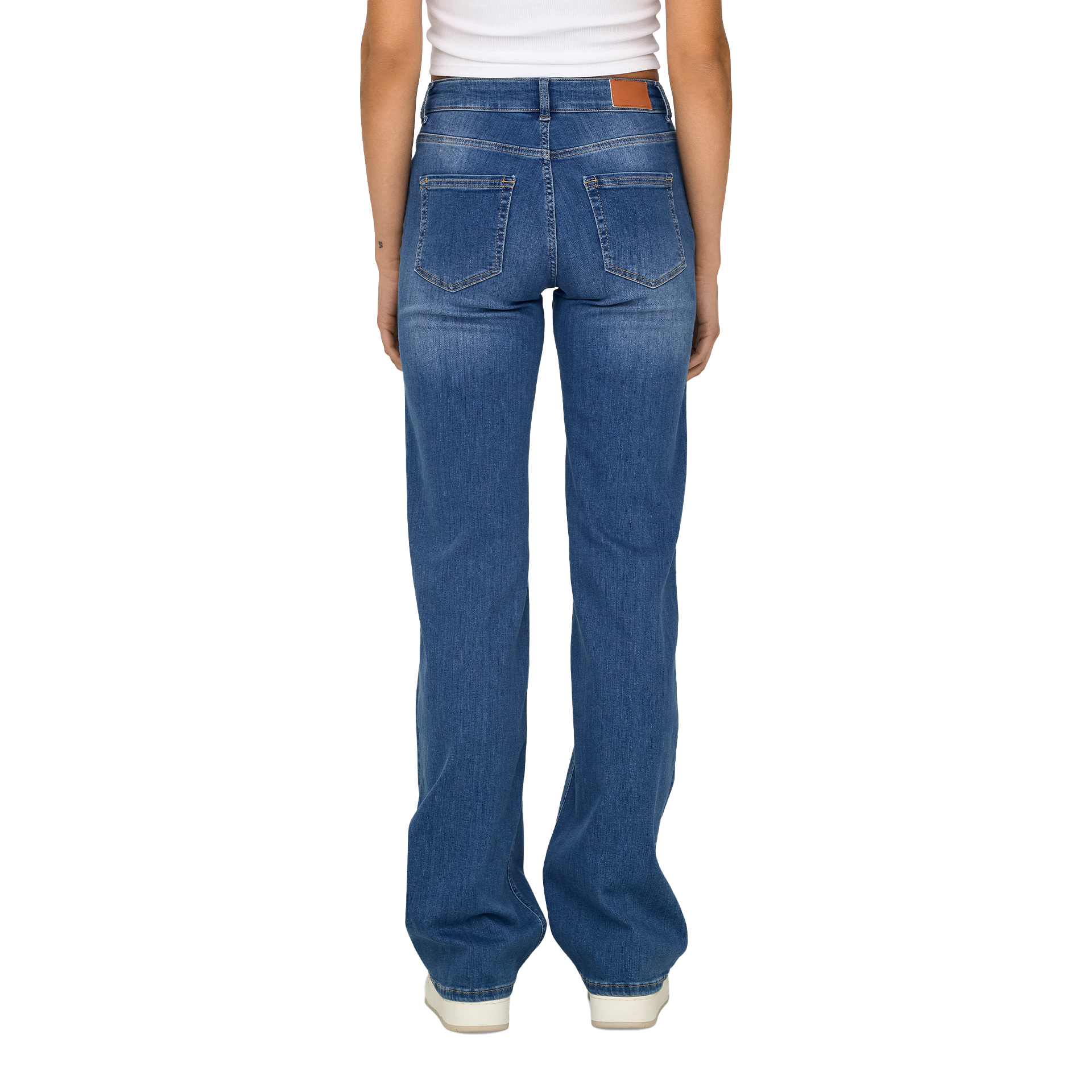 Only Calça Blush Mid Straight Medium Blue Denim