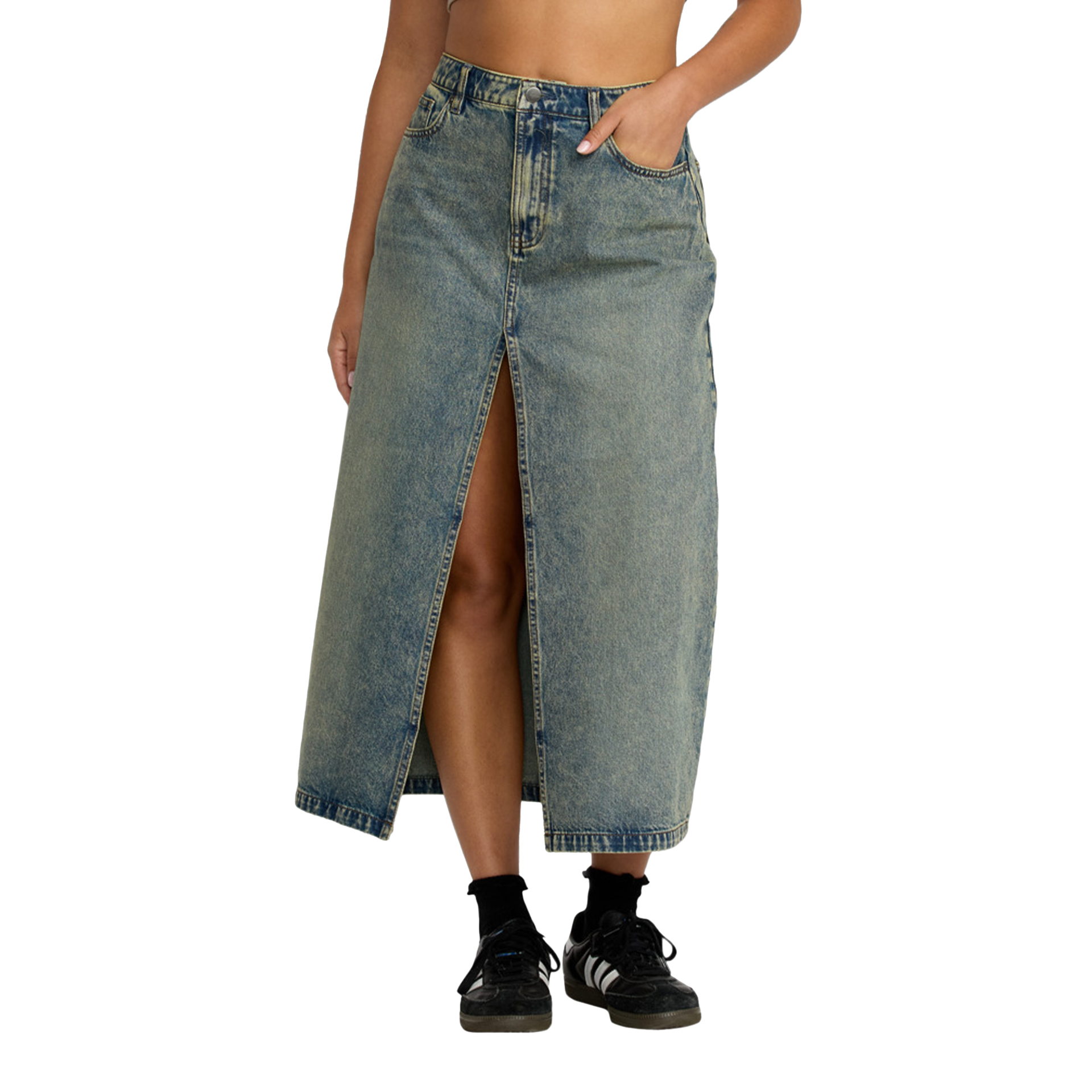 Rvca Saia Midi Denim Dusty Blue Wash