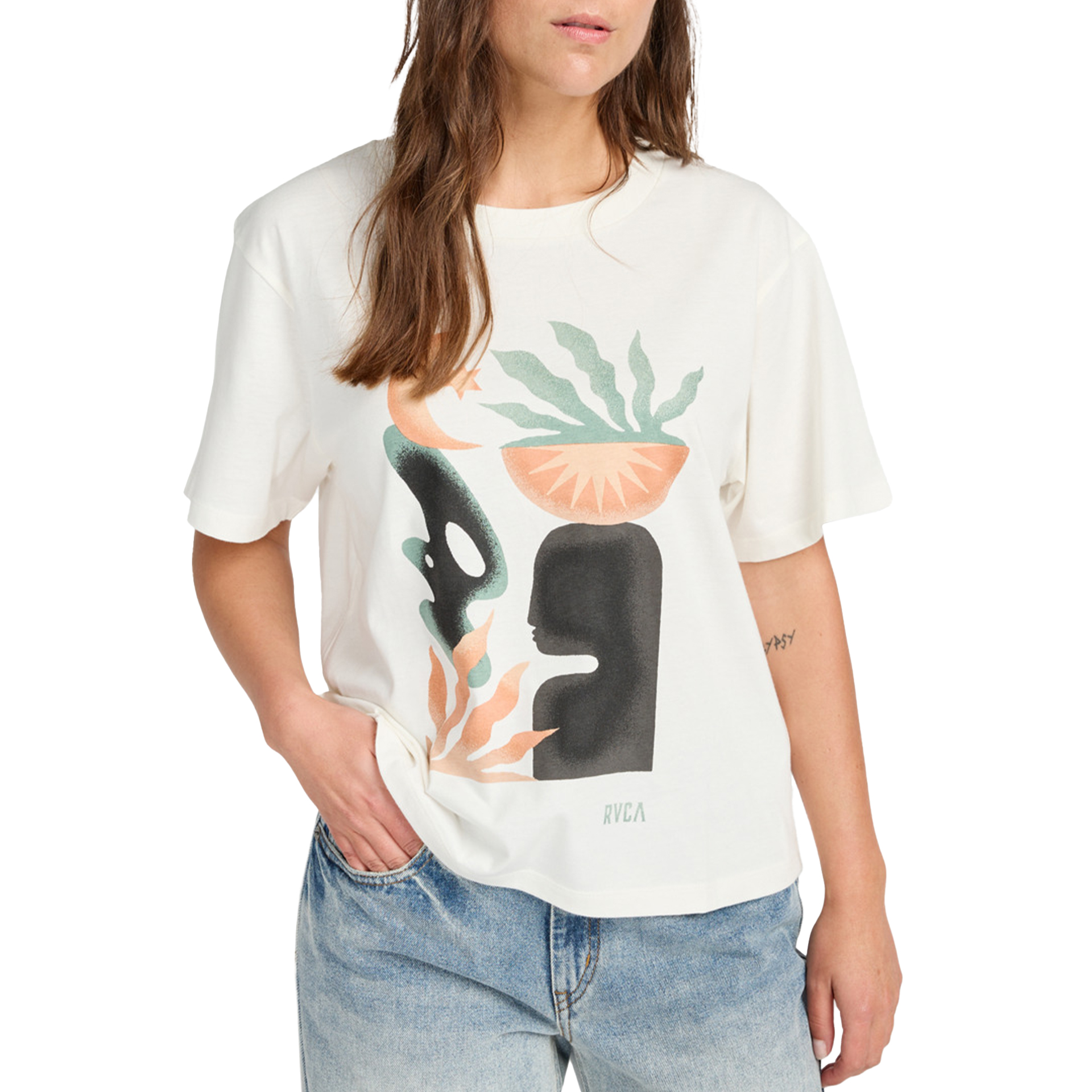 Rvca T-shirt Collage Antique White