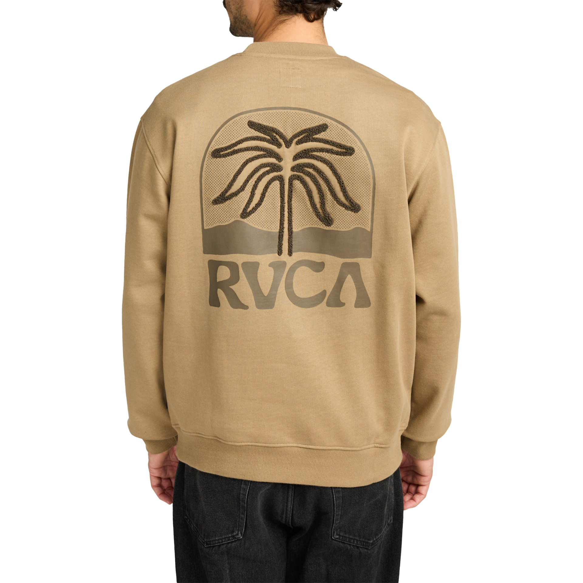 Rvca Sweat Basica Palm Crest Crew Coyote
