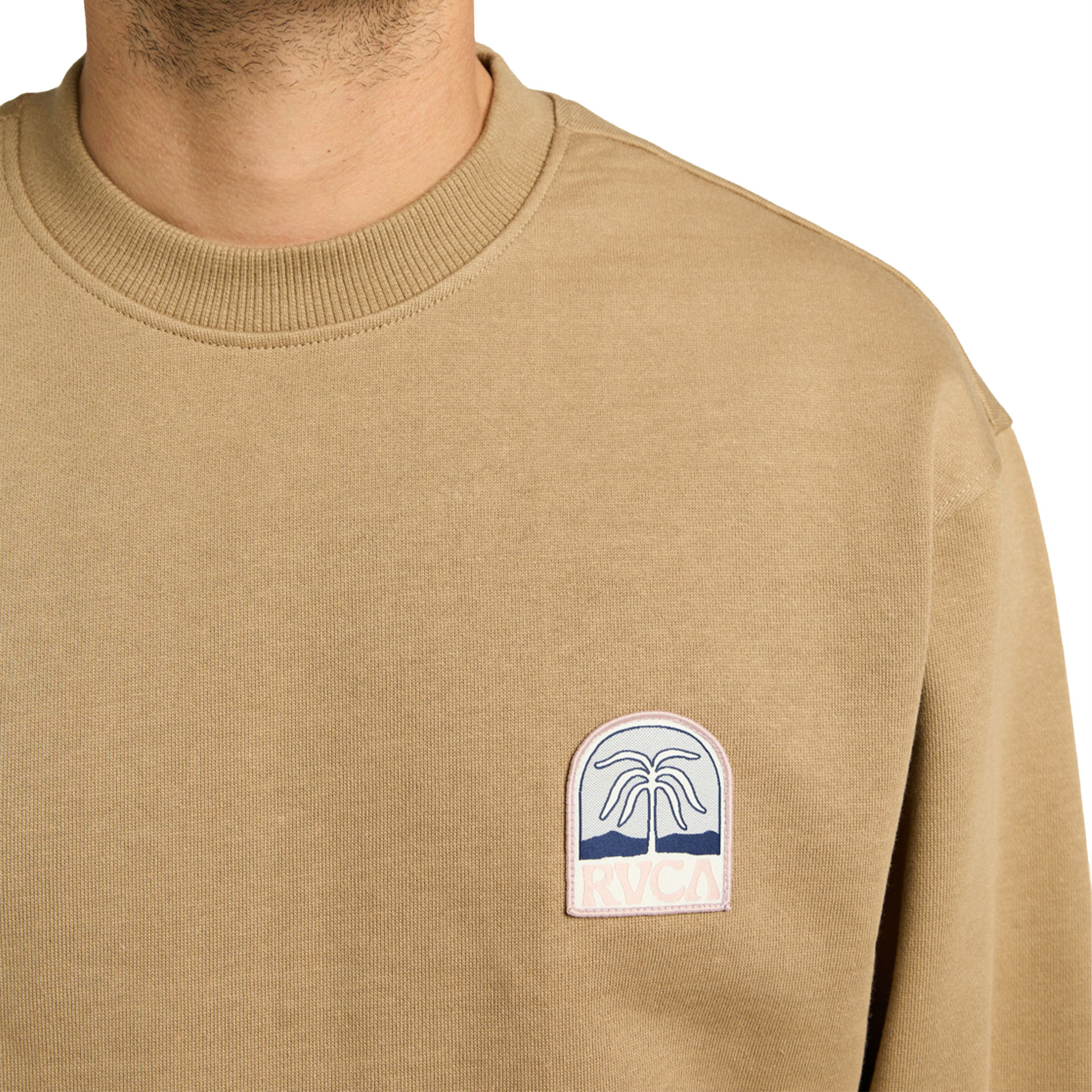 Rvca Sweat Basica Palm Crest Crew Coyote