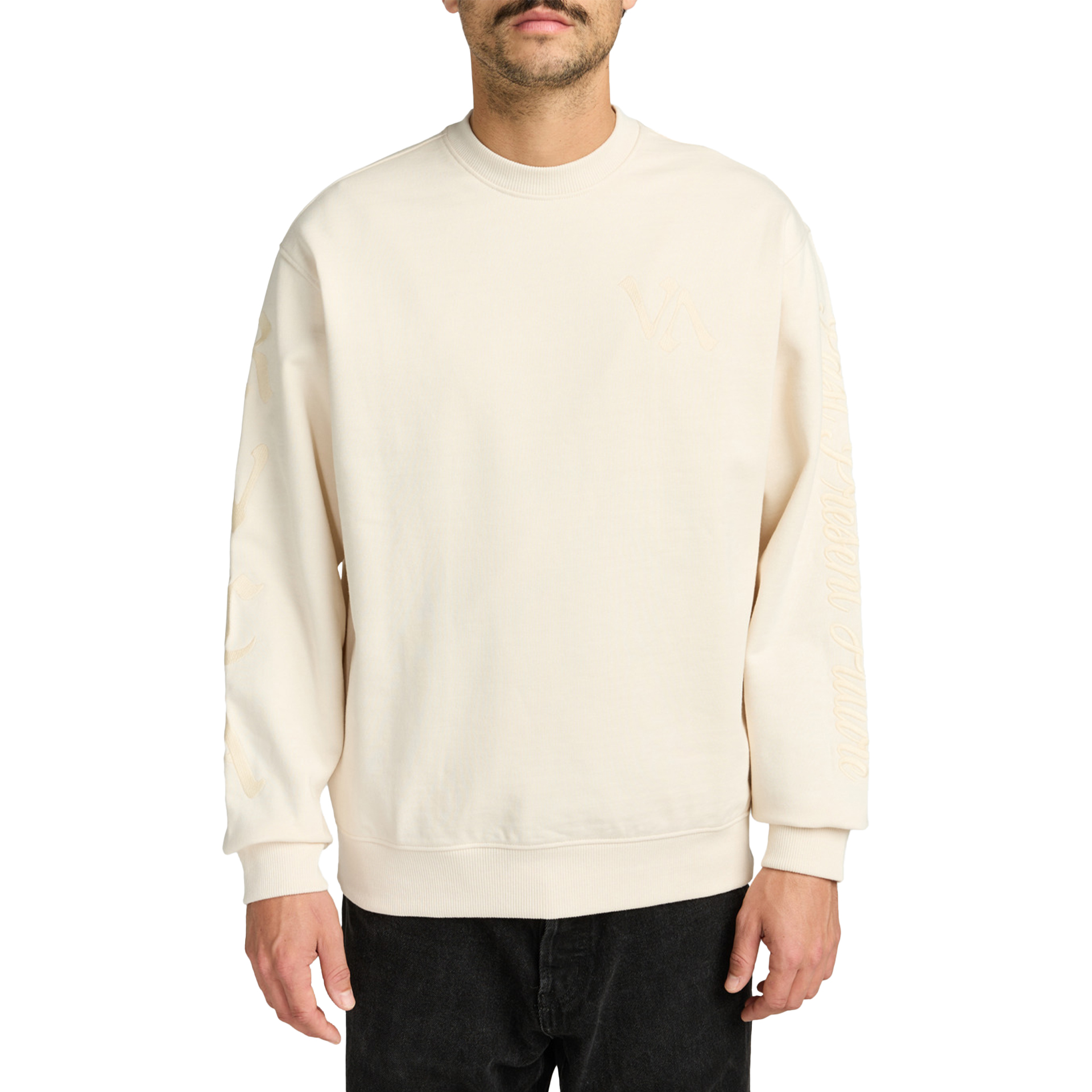 Rvca Sweat Basica Va Worldwide Crew Salt