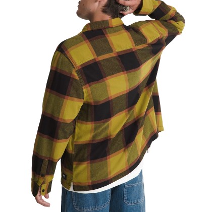 Vans Camisa Larkspur Plaid Flannel Burnt Gold/black Vans Camisa Larkspur Plaid Flannel Burnt Gold/black