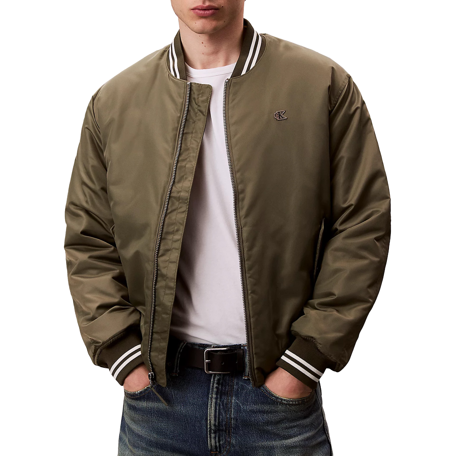 Calvin Klein Casaco Jeans Tipped Hero Bomber Beige