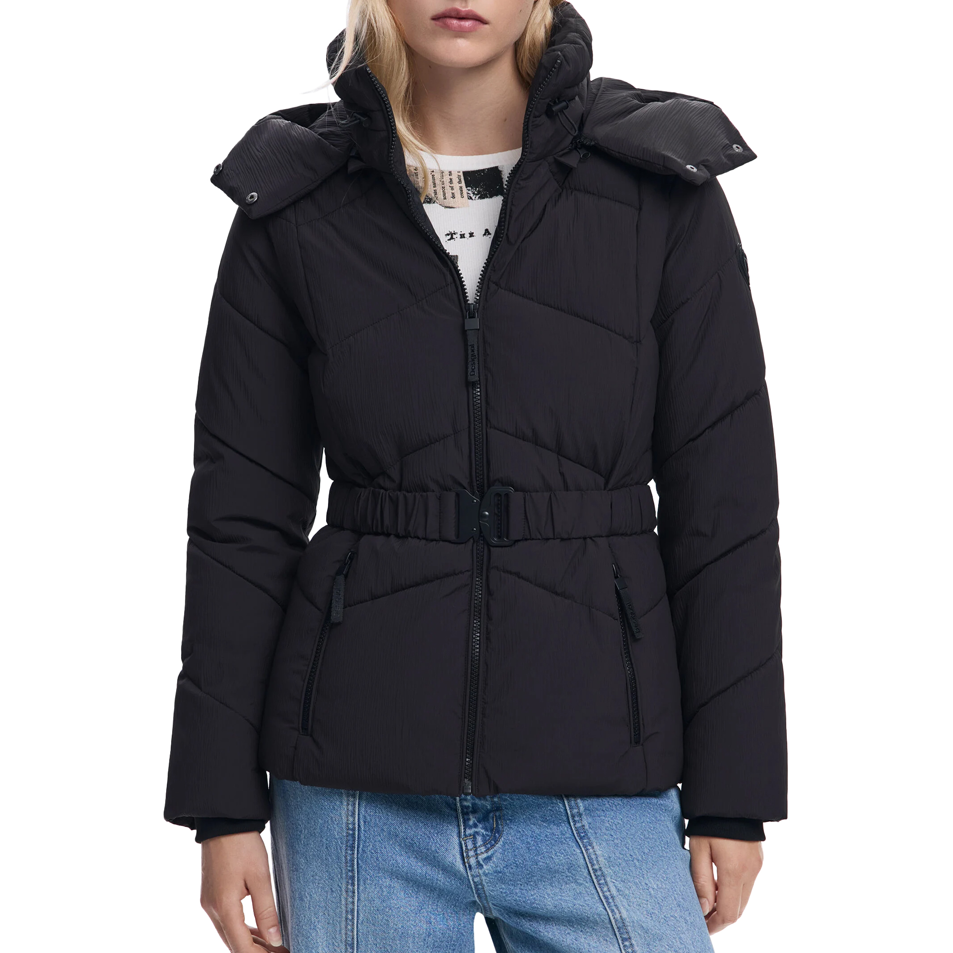 Desigual Casaco Belt Preto