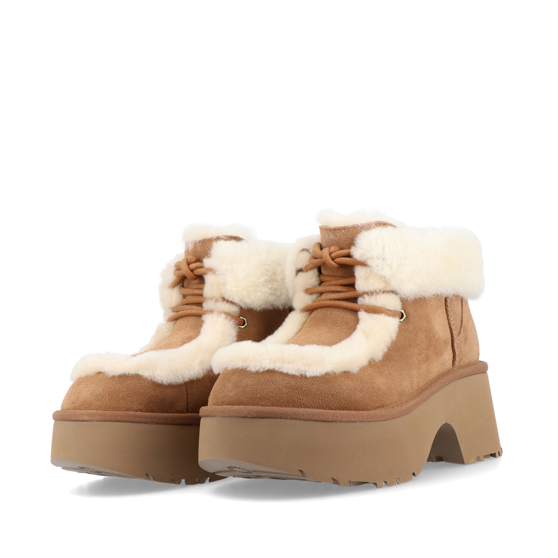 Ugg W New Heights Lace Up Chestnut