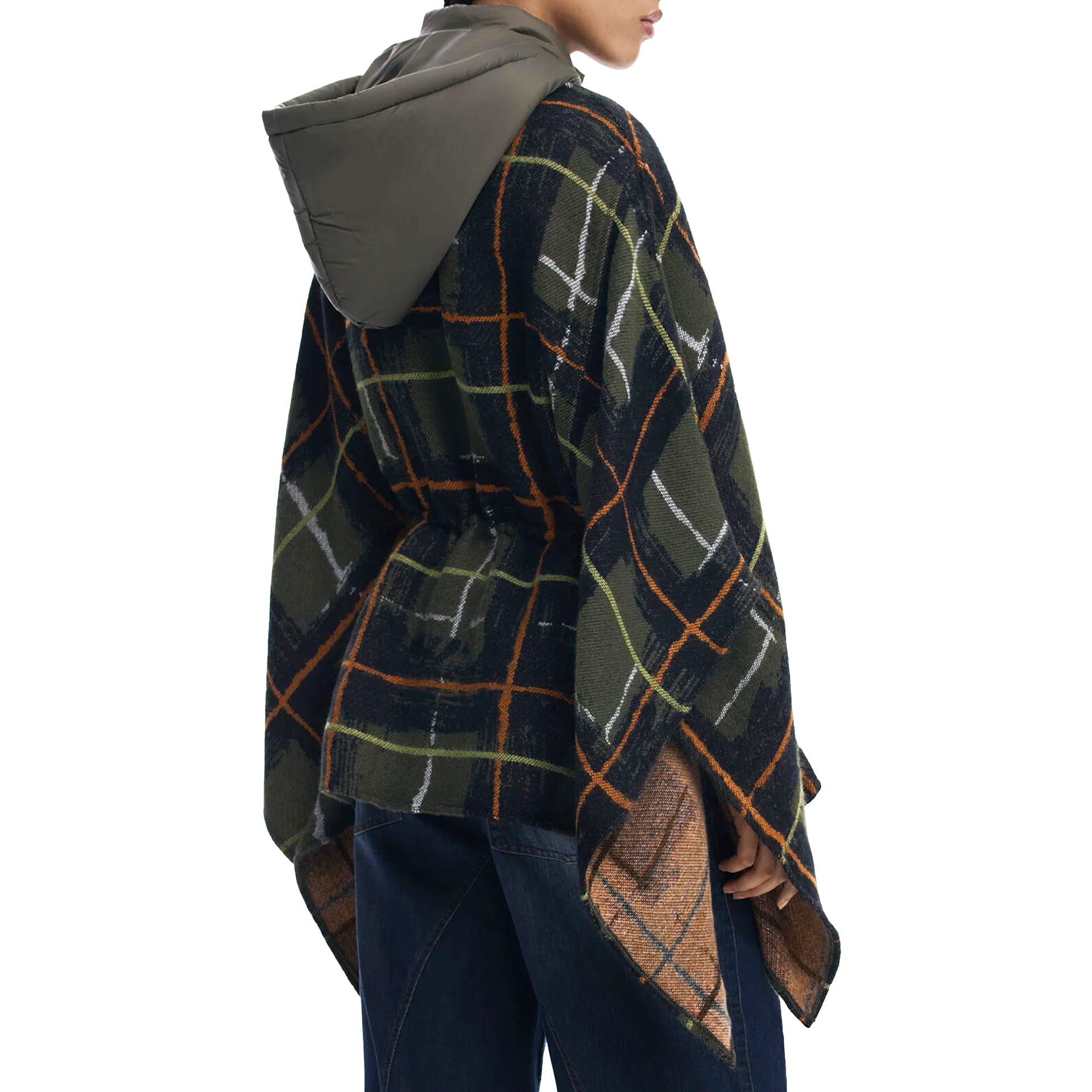 Desigual Poncho Checks Khaki Aldama Verde