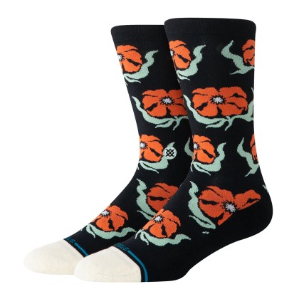 Stance Meias Broadcast Floral Crew Black