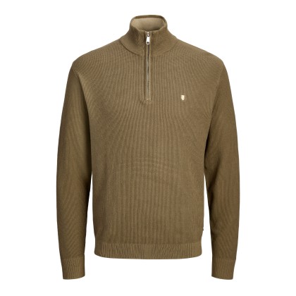 Jack & Jones Polo Jprblurex Knit Half Zip Ln Stone Gray