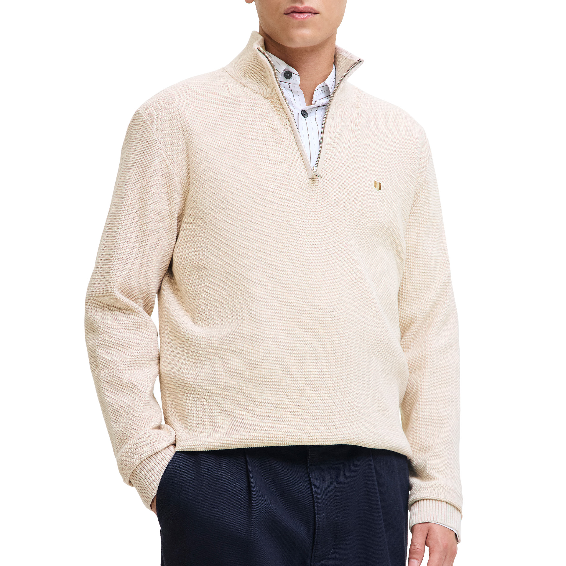 Jack & Jones Jprblurex Knit Half Zip Ln Whitecap Gray