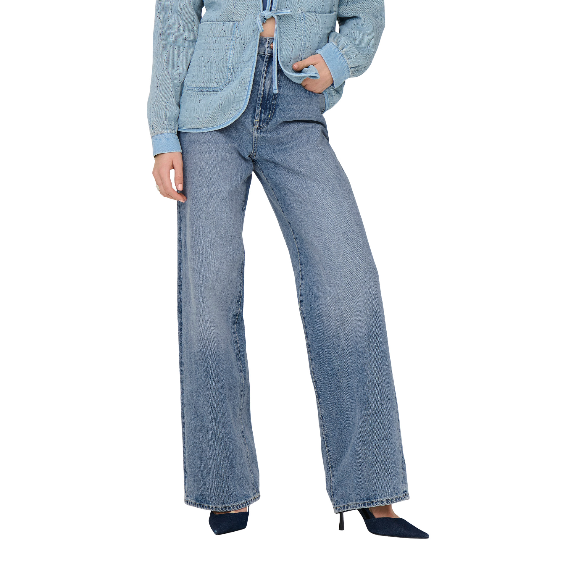 Only Calça Hope Ex Hw Wide Light Blue Denim