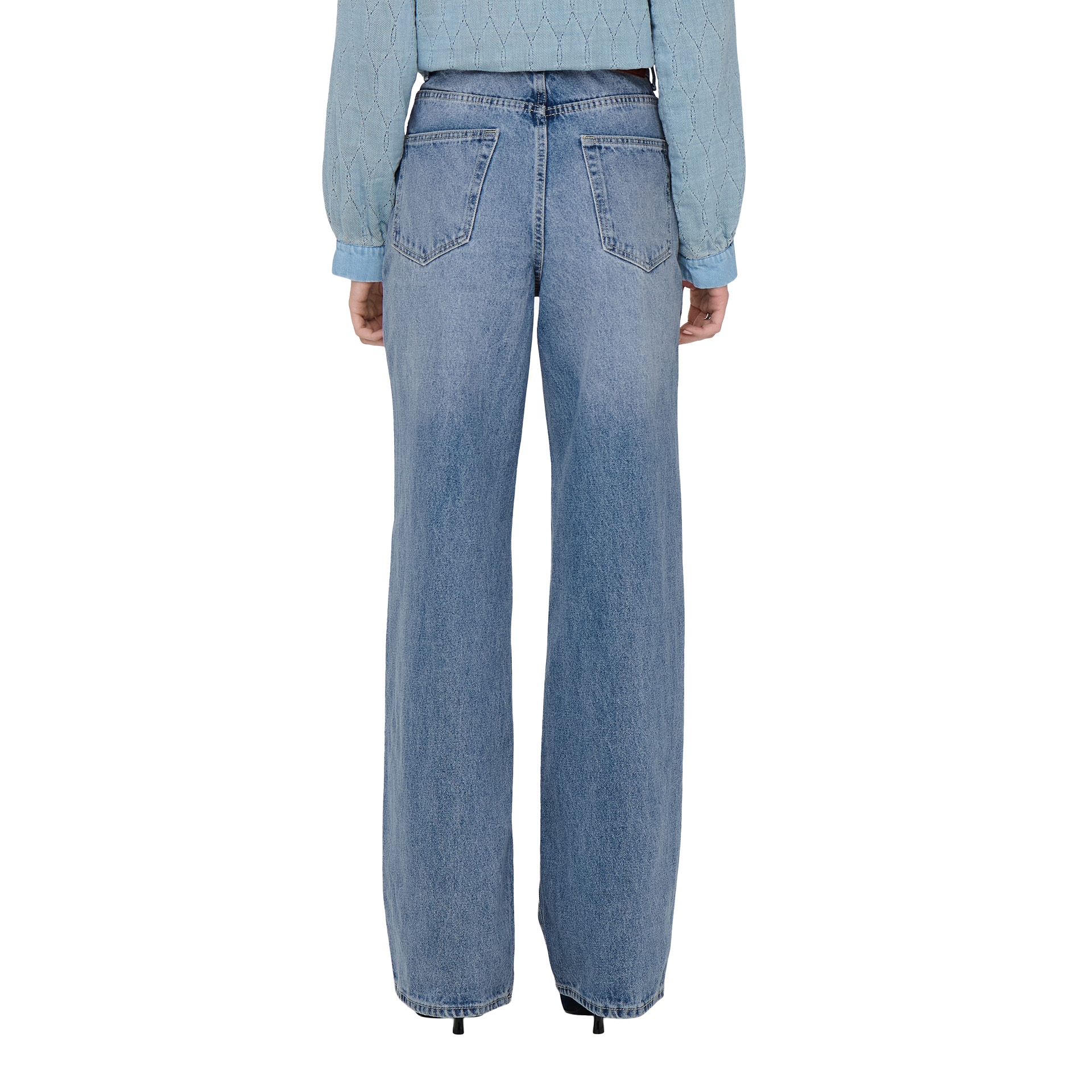 Only Calça Hope Ex Hw Wide Light Blue Denim