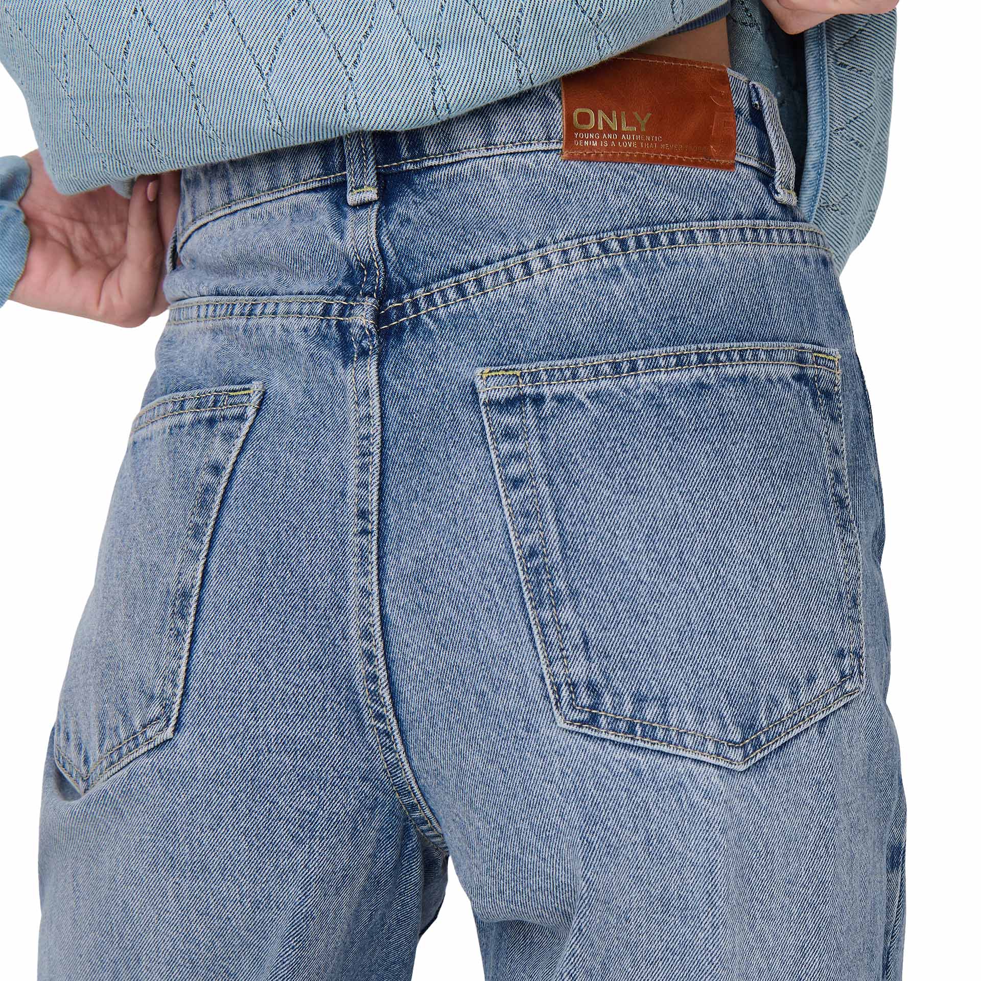 Only Calça Hope Ex Hw Wide Light Blue Denim