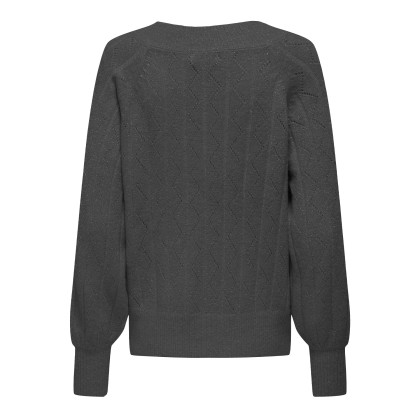 Only Camisola Lucia Ls Glitter V-neck Dark Grey Melange Dtm Glitter