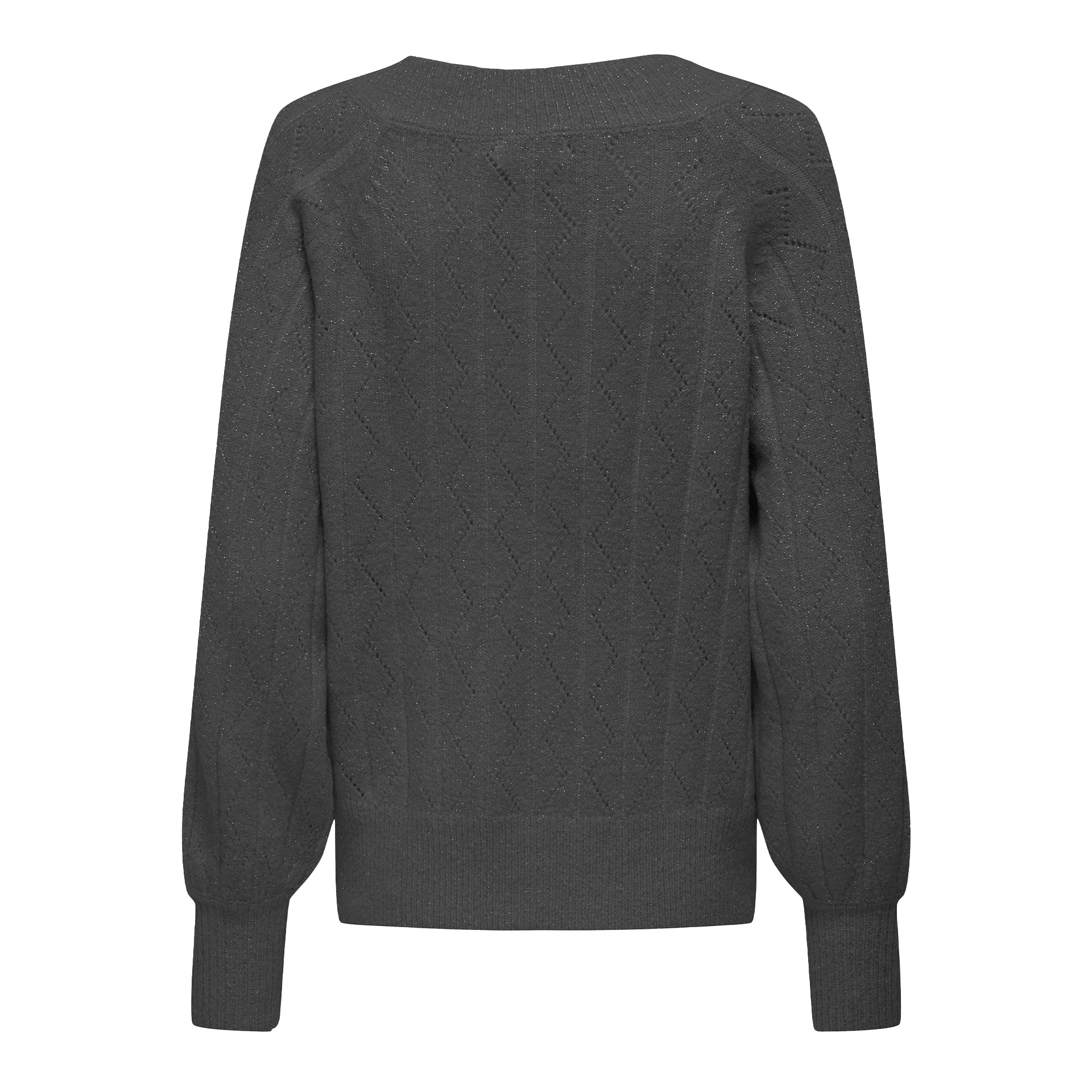 Only Camisola Lucia Ls Glitter V-neck Dark Grey Melange Dtm Glitter