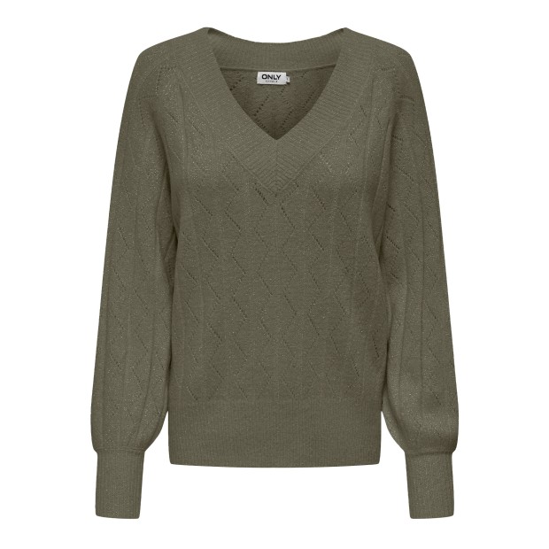 Only Camisola Lucia Ls Glitter V-neck Kalamata Dtm Glitter