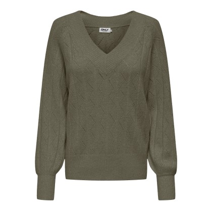 Only Camisola Lucia Ls Glitter V-neck Kalamata Dtm Glitter