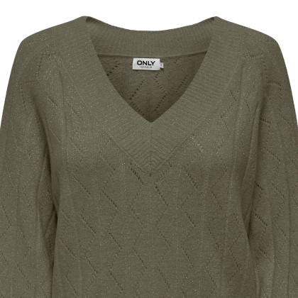 Only Camisola Lucia Ls Glitter V-neck Kalamata Dtm Glitter